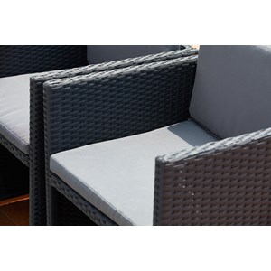 Miami table et chaises 4 places encastrables en résine noir-gris