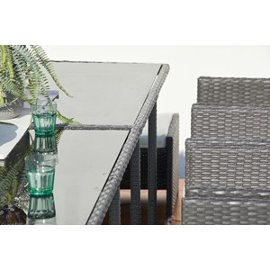 Miami table et chaises 4 places encastrables en résine gris-blanc