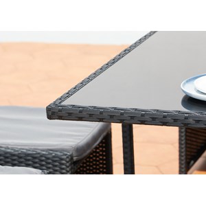 Miami table et chaises 6 places encastrables en résine noir-gris