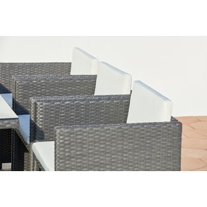 Miami table et chaises 6 places encastrables en résine gris-blanc