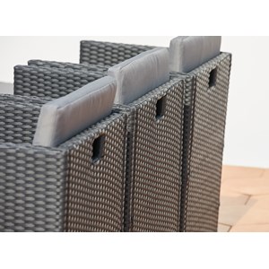 Miami table et chaises 10 places encastrables en résine noir-gris