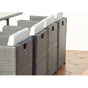 Miami table et chaises 12 places encastrables résine gris-blanc