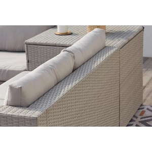 Silang salon de jardin en résine tressée 4 places avec coffre gris clair