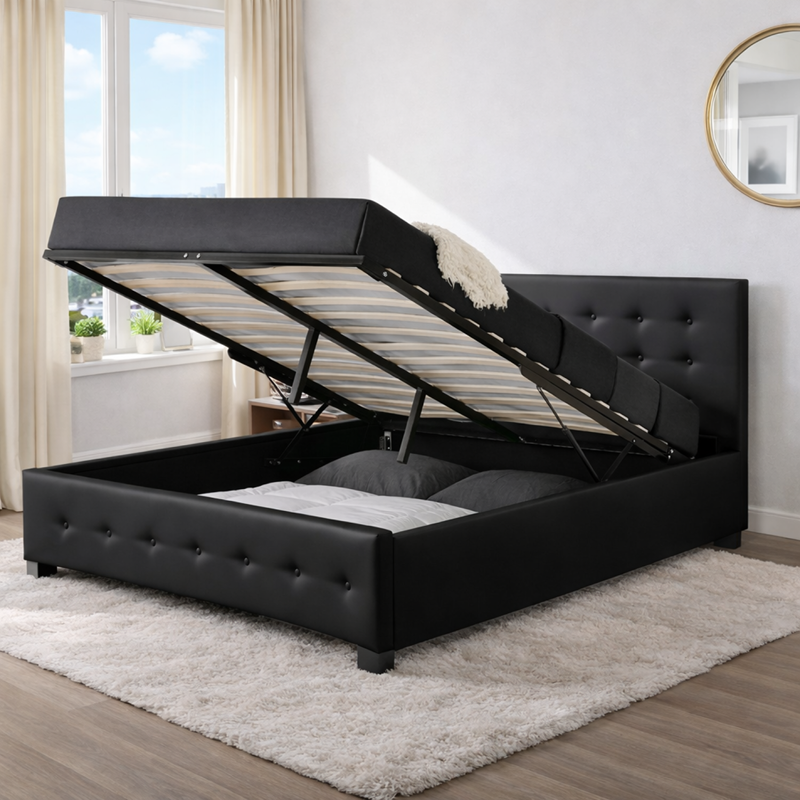 Newington lit coffre 140 x 190 cm noir