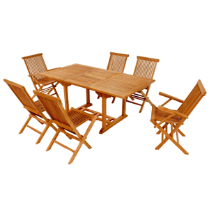 Lubok table rectangulaire 4 chaises et 2 fauteuils en teck huilé