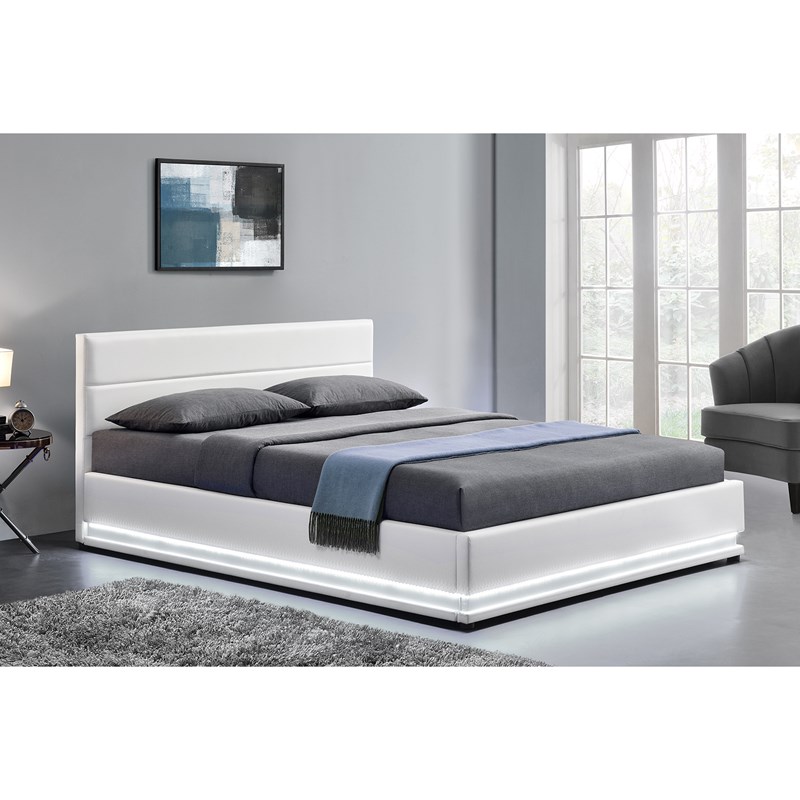 Newyork lit coffre avec led 160 x 200 cm blanc