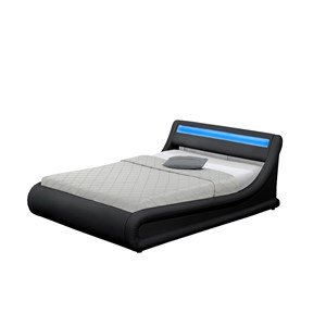 Portland lit coffre avec led 140 x 190 cm noir