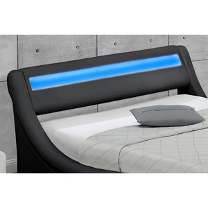 Portland lit coffre avec led 140 x 190 cm noir