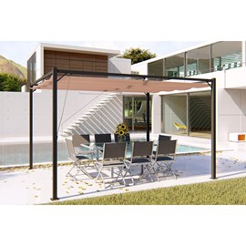 Tusa pergola autoportante 3 x 4m avec toile en polyester taupe