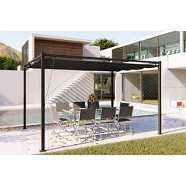 Tusa pergola autoportante 3 x 4 m en acier avec toile grise