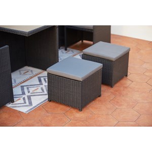 Monaco table et chaises 12 places encastrables en résine noir-gris
