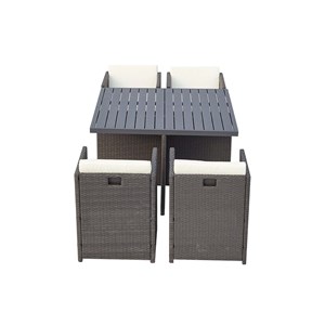 Sunset table et chaise 4 places encastrables alu résine noir-blanc