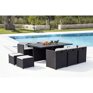 Sunset table et chaise 10 places encastrables alu résine noir-blanc