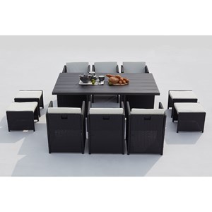 Sunset table et chaise 10 places encastrables alu résine noir-blanc