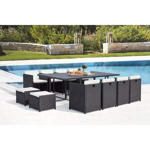 Sunset table et chaise 12 places encastrables alu résine noir-blanc