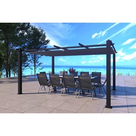 Nila pergola auto-portée 3 x 4 m avec toile rétractable grise