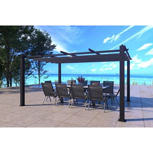 Nila pergola auto-portée 3 x 4 m avec toile rétractable grise