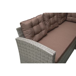 Moorea salon de jardin d'angle 8 places en résine gris & marron