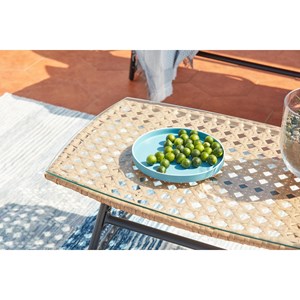 Guahana salon de jardin bas 4 places en résine rotin & acier