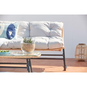 Guahana salon de jardin bas 4 places en résine rotin & acier