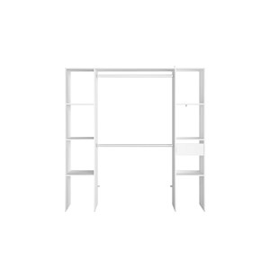 Elysee dressing blanc 6 étagères, 1 tiroir, 2 penderies 180 x 40 x 180 cm