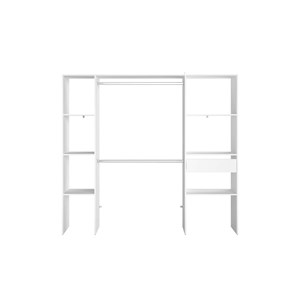 Elysee dressing blanc 6 étagères, 1 tiroir, 2 penderies 198 x 40 x 180 cm