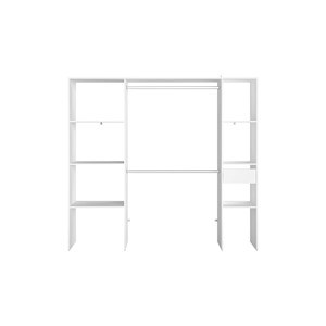 Elysee dressing blanc 6 étagères, 1 tiroir, 2 penderies 198 x 40 x 180 cm
