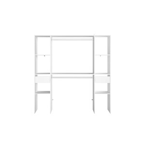 Elysee dressing blanc 6 étagères, 2 tiroirs, 2 penderies 180 x 40 x 180 cm