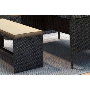 Moorea salon de jardin 8 places résine gris foncé et beige