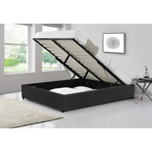 Kennington lit coffre en velours noir 160x200 cm