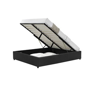 Kennington lit coffre en velours noir 160x200 cm