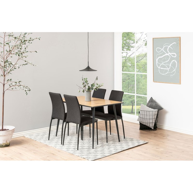 Mira table à manger 4 personnes bois et noir 120cm