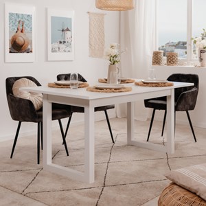 Kotor table à manger industrielle extensible 10 personnes blanche