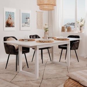 Kotor table à manger industrielle extensible 10 personnes blanche