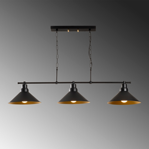 Erika suspension industreille noire 3 ampoules