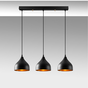 Louise suspension en métal noir 3 ampoules