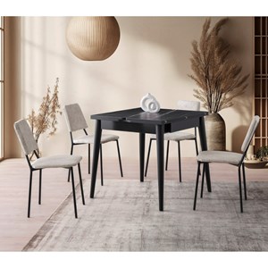 Kavala table à manger extensible 4 personnes marbre noir 80 cm
