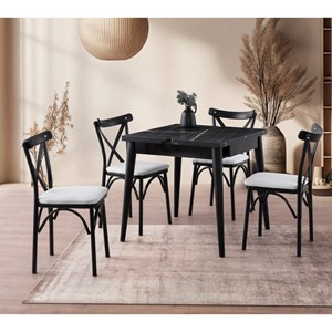 Kavala table à manger extensible 4 personnes marbre noir 80 cm