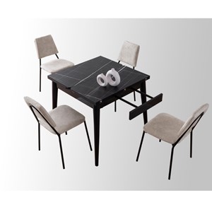 Kavala table à manger extensible 4 personnes marbre noir 80 cm