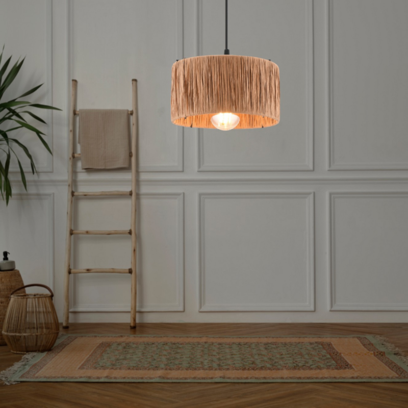 Clarisse suspension filaire en raphia et métal