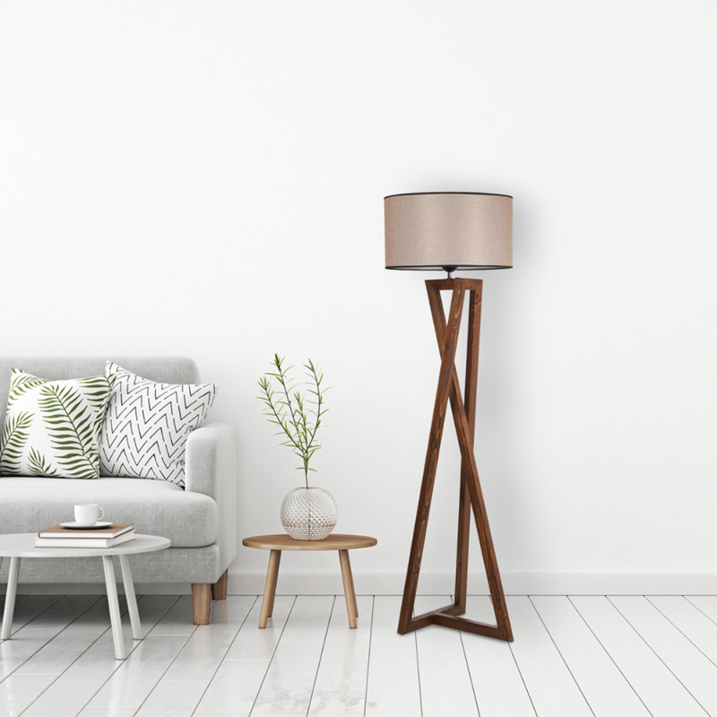 Chloe lampadaire design bois et tissu