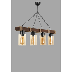 Saphia suspension filaire 4 lampes bois et métal