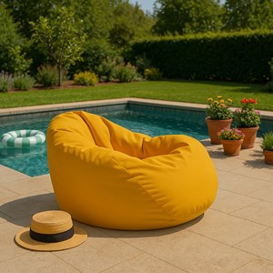 Ohau pouf poire d'extérieur 130x115cm jaune