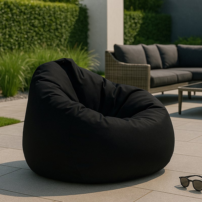 Ohau pouf poire d'extérieur 130x115cm noir