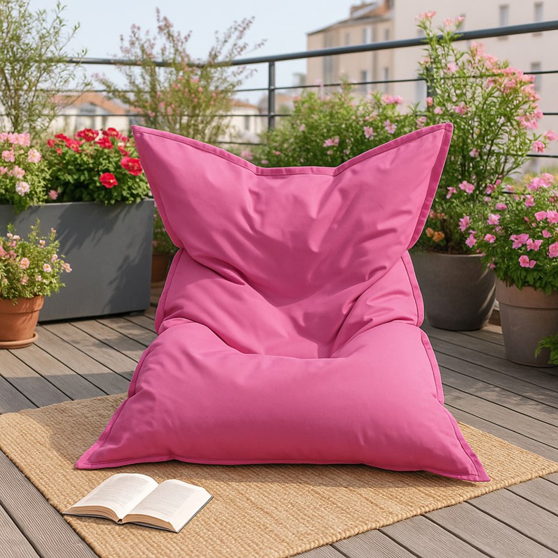 Moku pouf rectangulaire d'extérieur xxl 180x140cm rose
