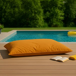 Moku pouf rectangulaire d'extérieur xxl 180x140cm orange