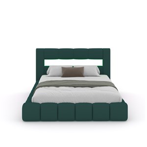 Omaha lit coffre style nuage led 160x200cm velours vert