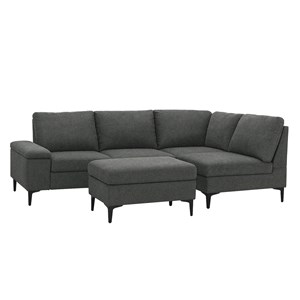 Colchester canapé d'angle 4-5 places en tissu chenille gris anthracite avec pouf