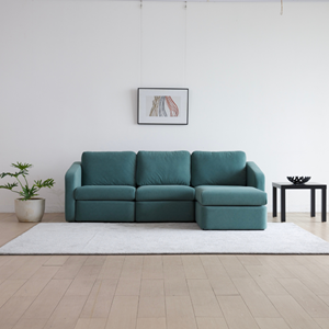 Konekt canapé 3 places modulable bleu avec pouf