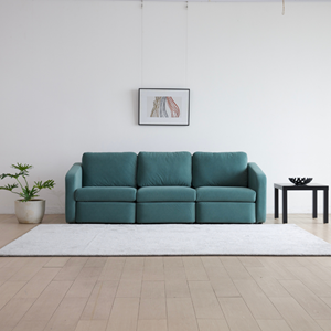 Konekt canapé 3 places modulable bleu avec pouf